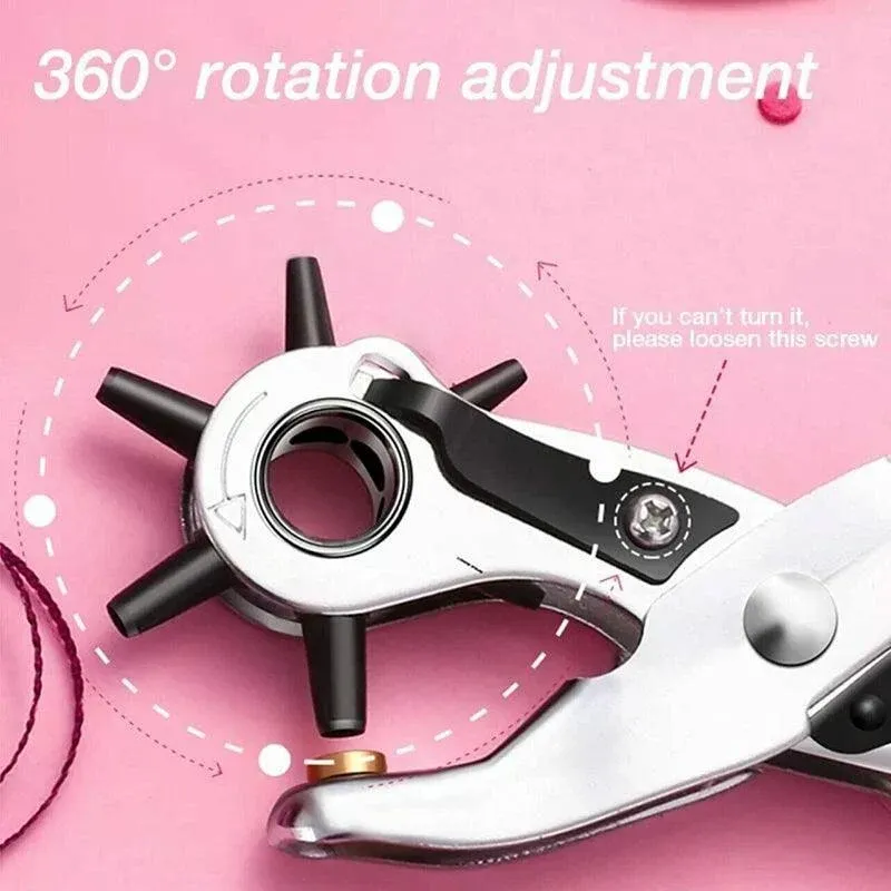 Rotating Leather Hole Punch Plier 2-4.5mm 6 Size for Belt Strap Card Craft view 5