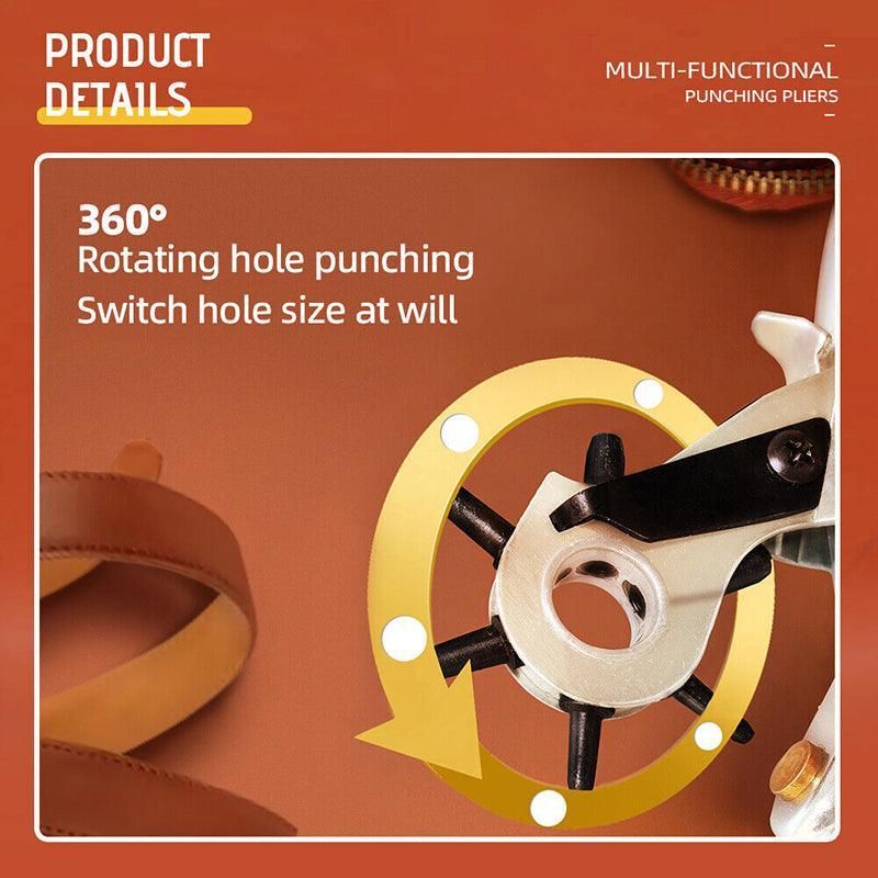 Rotating Leather Hole Punch Plier 2-4.5mm 6 Size for Belt Strap Card Craft view 10