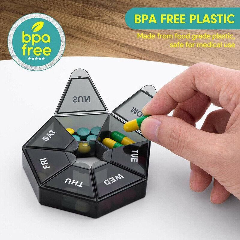 Weekly Pill Organiser 7 Day Medicine Box Tablet Case Dispenser 2 Pack - Red view 6