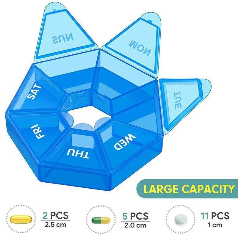 Weekly Pill Organiser 7 Day Medicine Box Tablet Case Dispenser 2 Pack - Red view 12