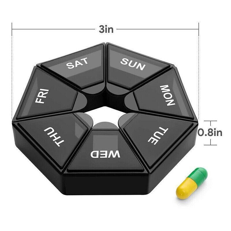 Weekly Pill Organiser 7 Day Medicine Box Tablet Case Dispenser 2 Pack - Army Green view 7