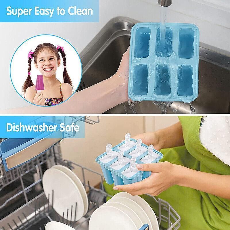 Silicone Ice Cream Mould Block Frozen Molds Icy Pole Jelly Popsicle - Pink-4Grid view 6