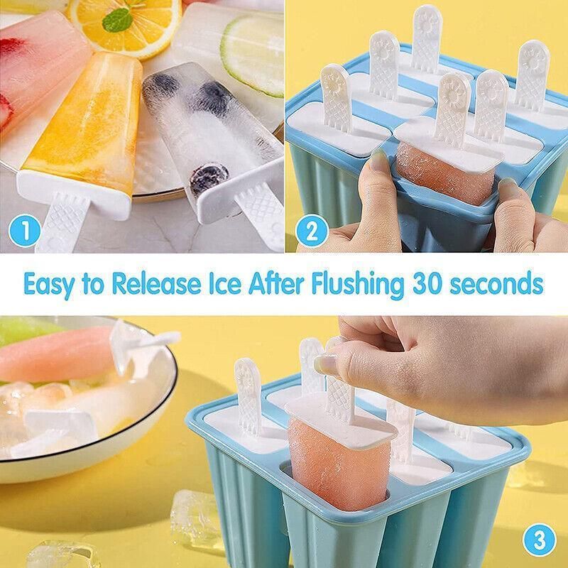 Silicone Ice Cream Mould Block Frozen Molds Icy Pole Jelly Popsicle - Pink-4Grid view 7