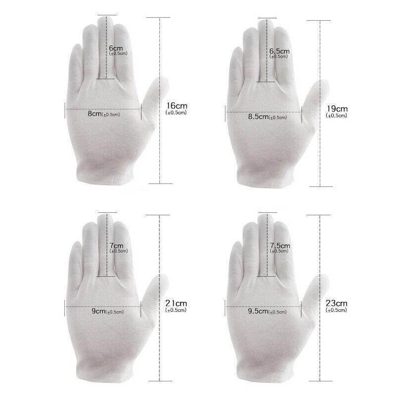 6 Pairs Handling Work Hands Protector Soft Costume Jewellery Cotton White view 5