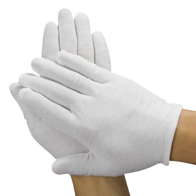 6 Pairs Handling Work Hands Protector Soft Costume Jewellery Cotton White view 6