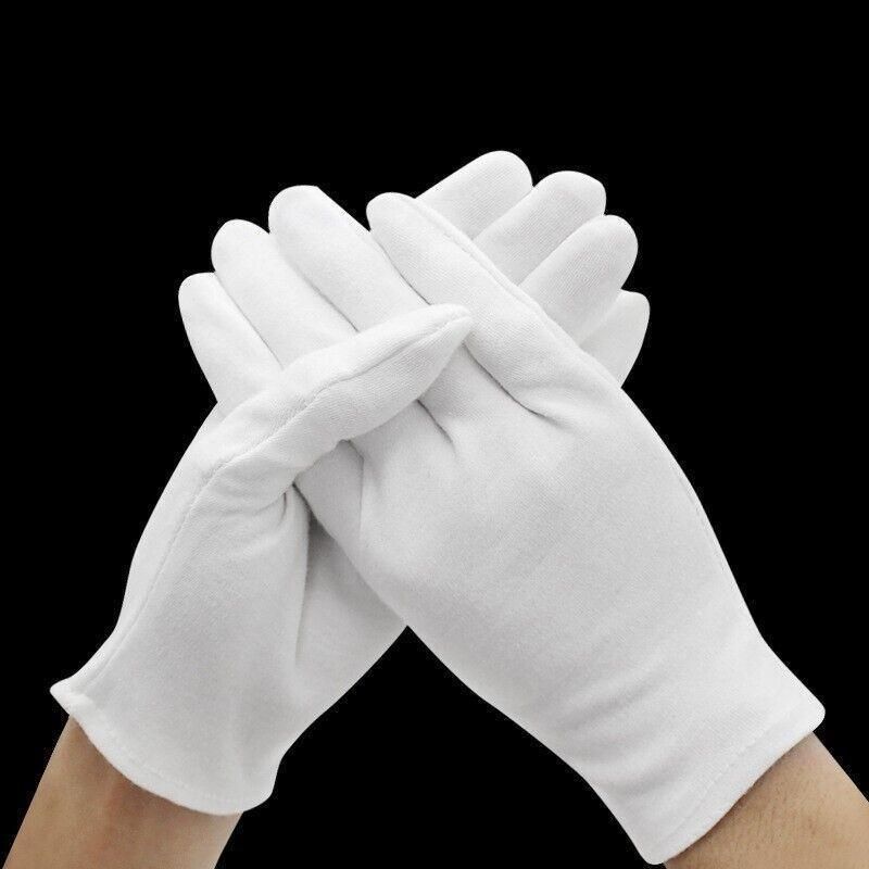 6 Pairs Handling Work Hands Protector Soft Costume Jewellery Cotton White view 7