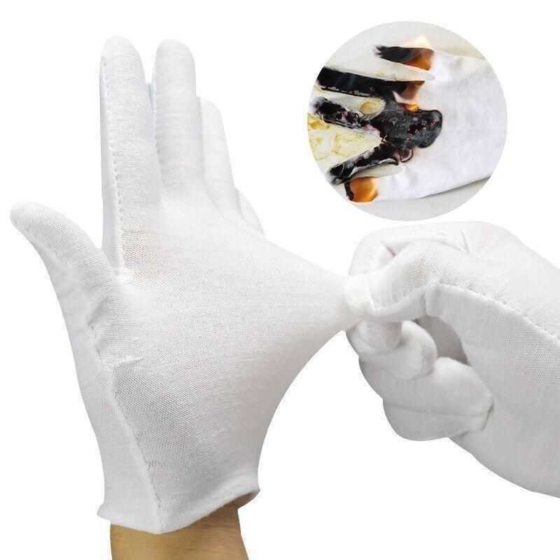 6 Pairs Handling Work Hands Protector Soft Costume Jewellery Cotton White view 12