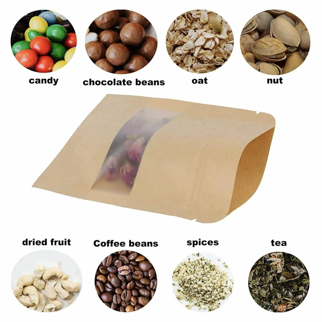 10-200x 23*35+5cm Stand Up Bag Kraft Paper Seal Packaging Window Zip Lock view 5
