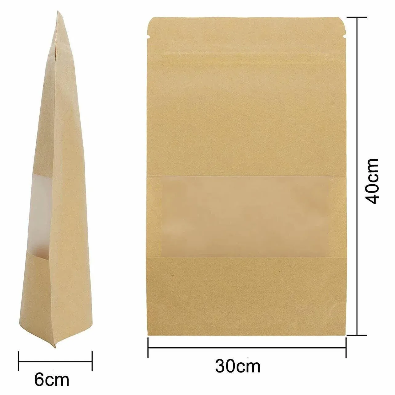 10-200x 23*35+5cm Stand Up Bag Kraft Paper Seal Packaging Window Zip Lock view 13