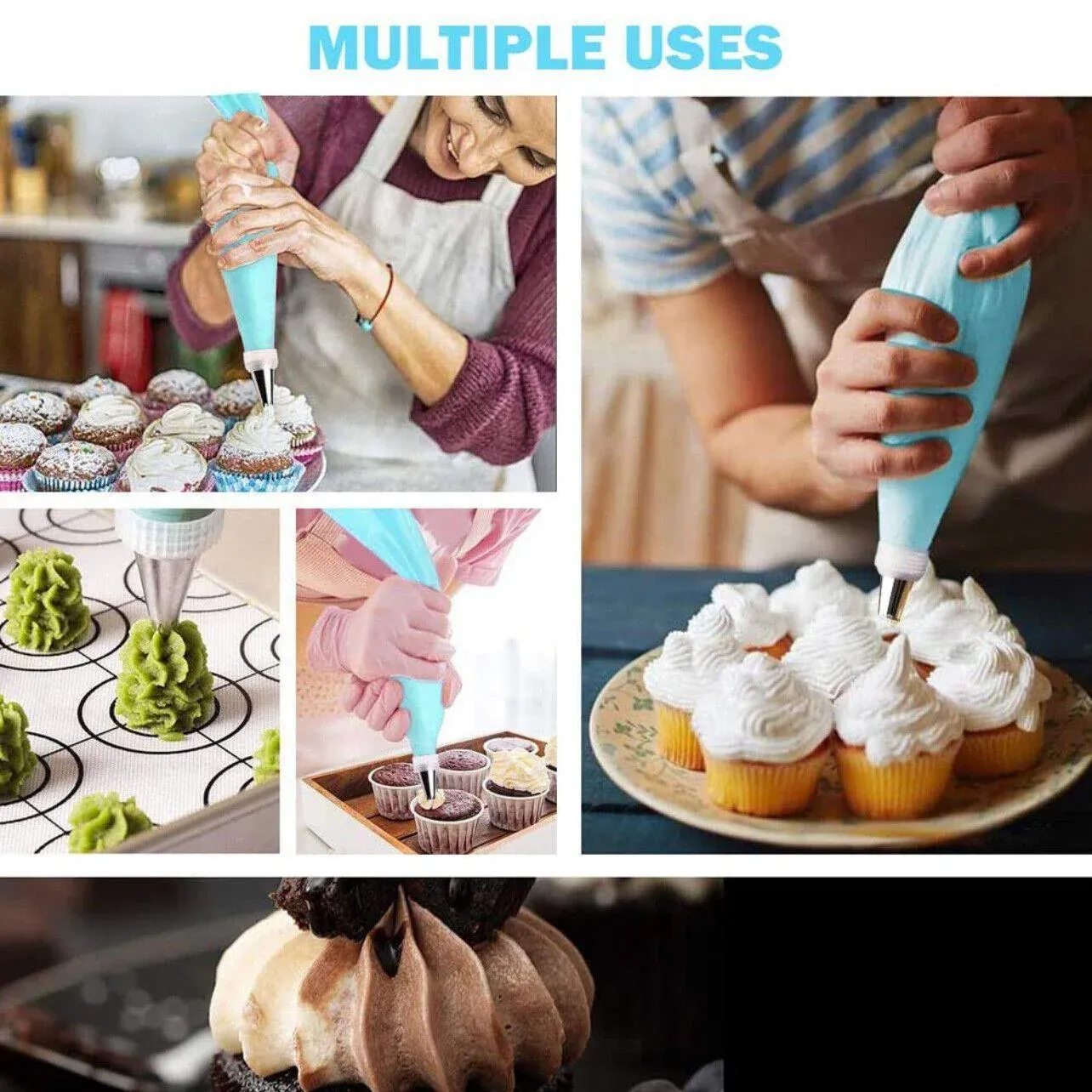 2/4PCS Reusable Silicone Pastry Bag DIY Icing Bags Cream Cake Decorating - 2 view 7