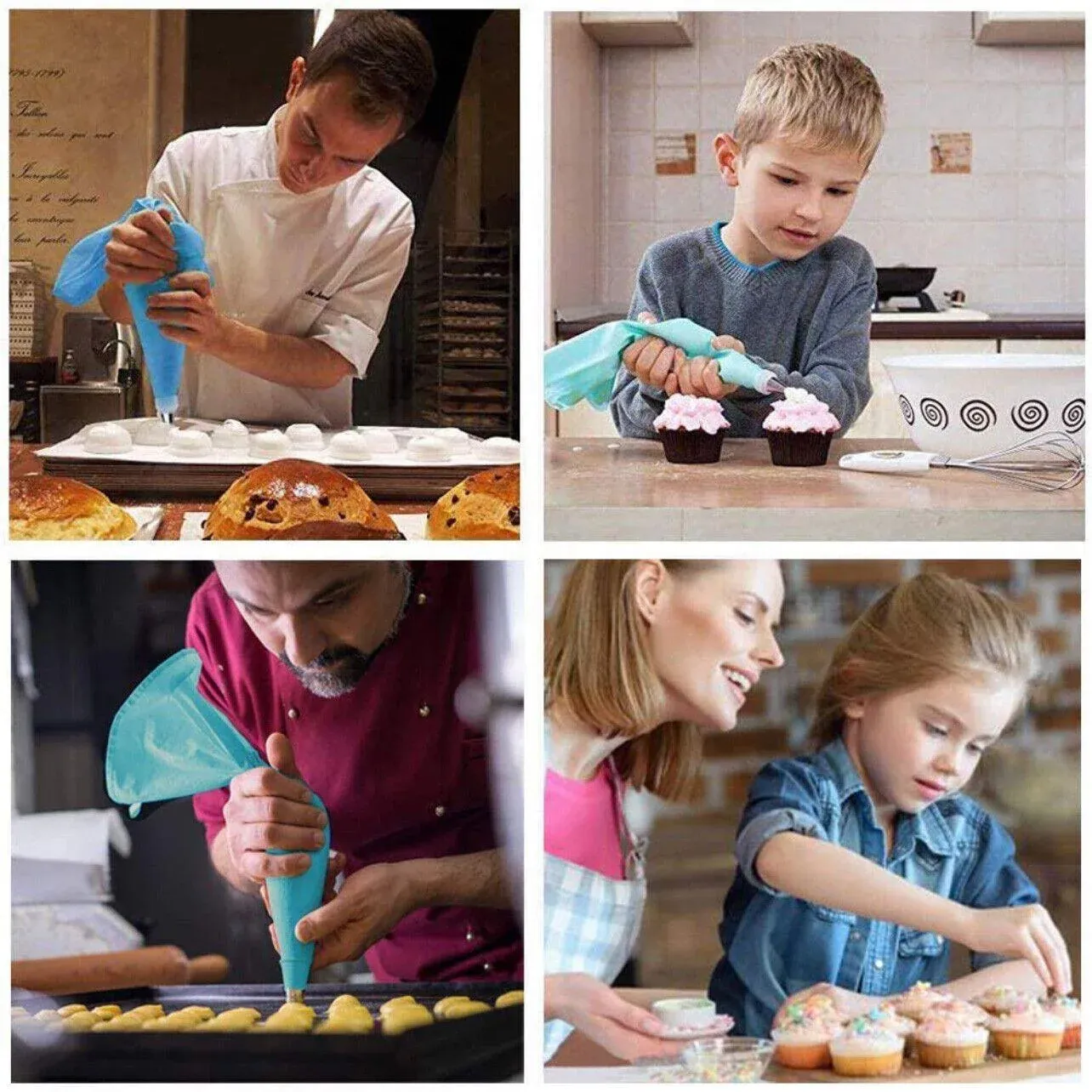 2/4PCS Reusable Silicone Pastry Bag DIY Icing Bags Cream Cake Decorating - 2 view 9