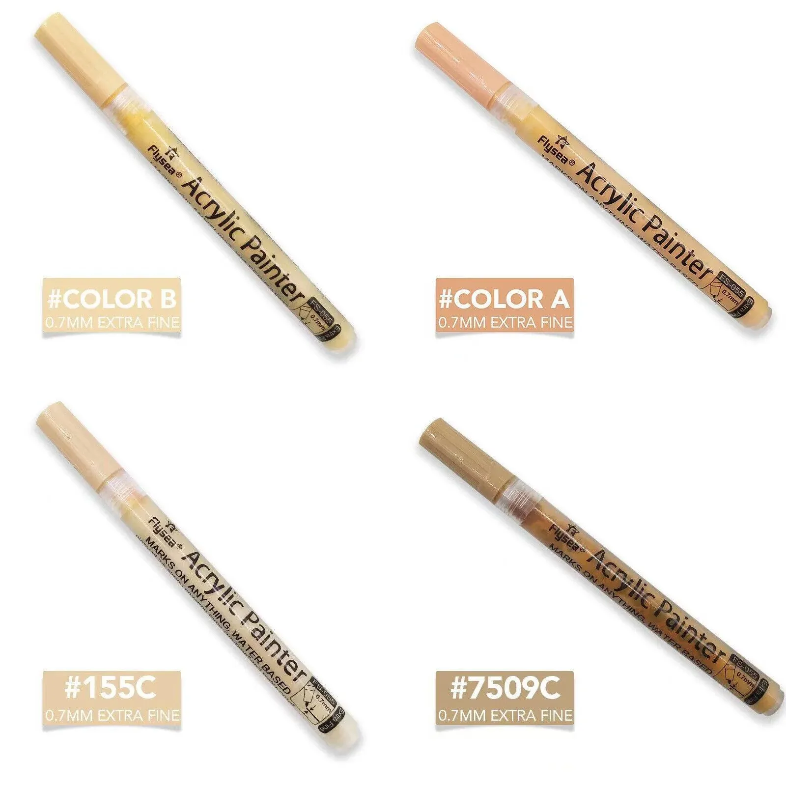 12 Colours Acrylic Paint Pens Markers Skin Tone view 6
