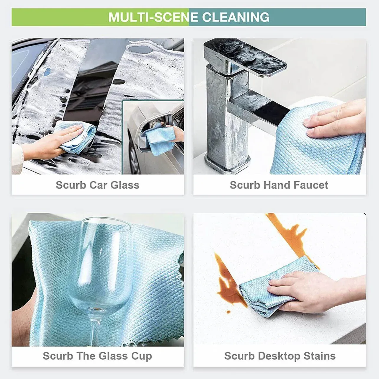 5X Fish Scale Microfiber Cleaning Cloth Dish Washing Glass Wipe Reusable view 4
