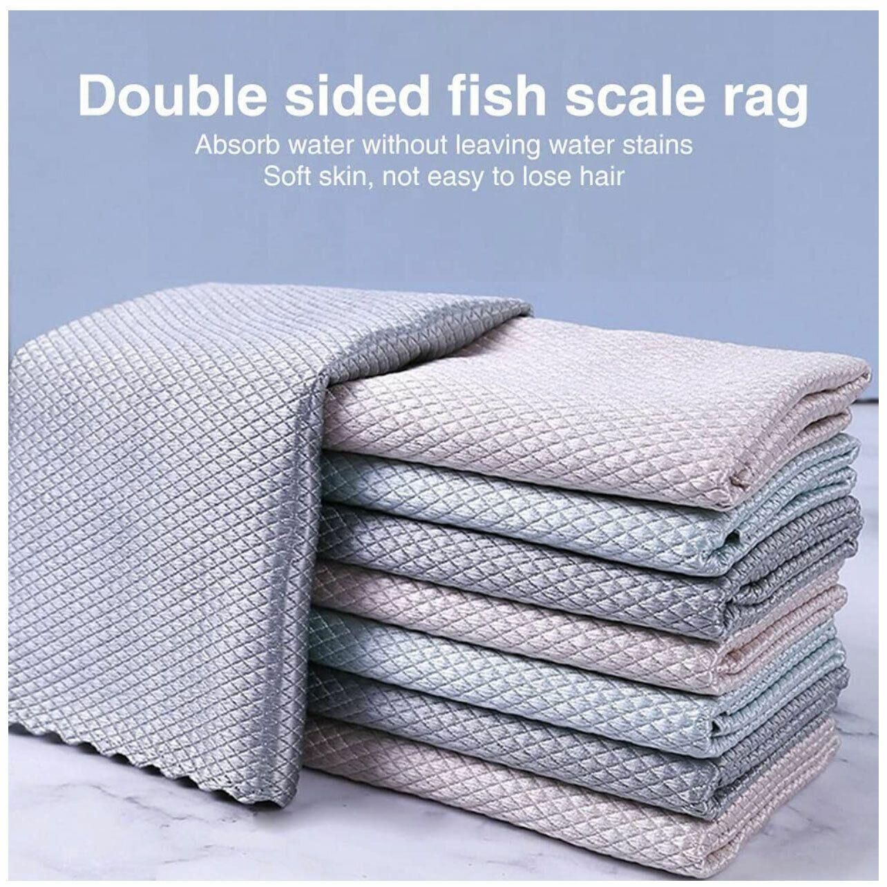 5X Fish Scale Microfiber Cleaning Cloth Dish Washing Glass Wipe Reusable view 8