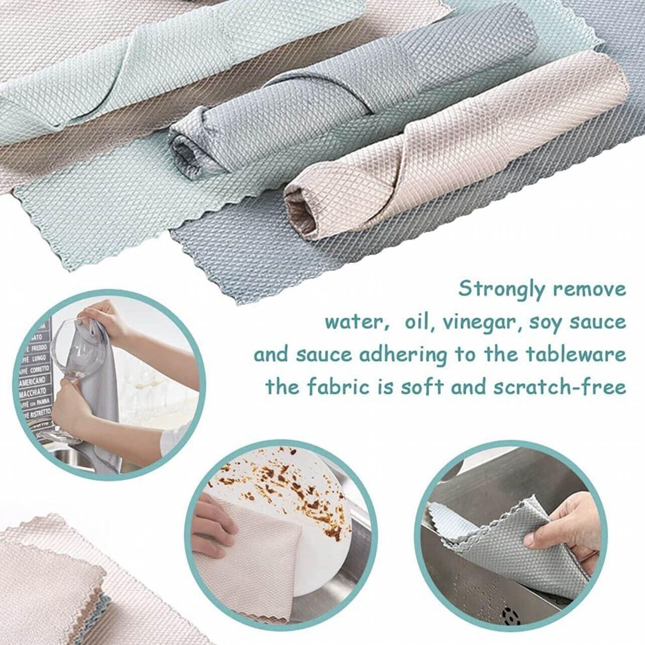 5X Fish Scale Microfiber Cleaning Cloth Dish Washing Glass Wipe Reusable view 9
