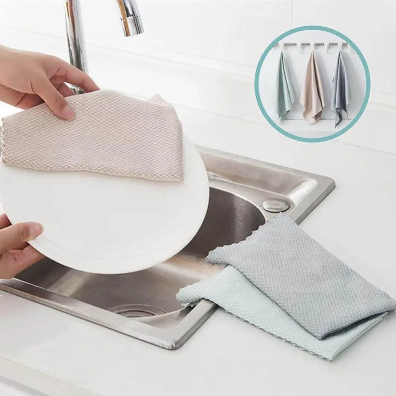 5X Fish Scale Microfiber Cleaning Cloth Dish Washing Glass Wipe Reusable view 12