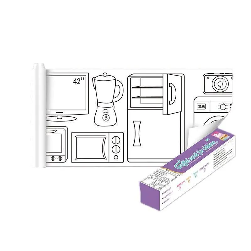 3M DIY Colouring Paper Roll with 12 Colour Pencils Cartoon Doodle Set - Daily