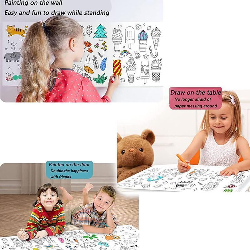 3M DIY Colouring Paper Roll with 12 Colour Pencils Cartoon Doodle Set - Animal view 10