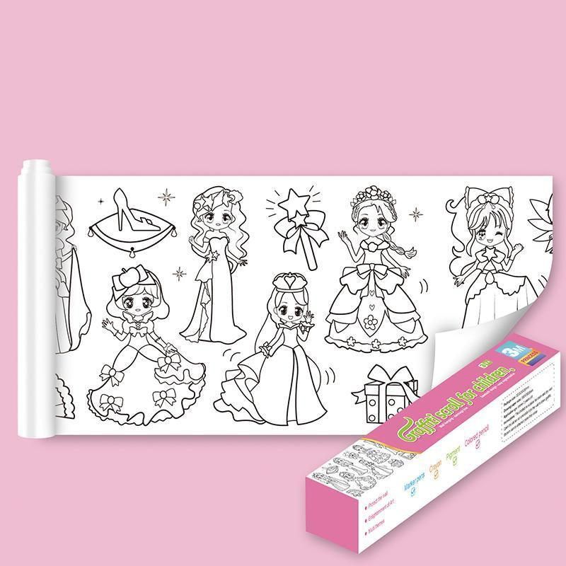 3M DIY Colouring Paper Roll with 12 Colour Pencils Cartoon Doodle Set - Animal view 11