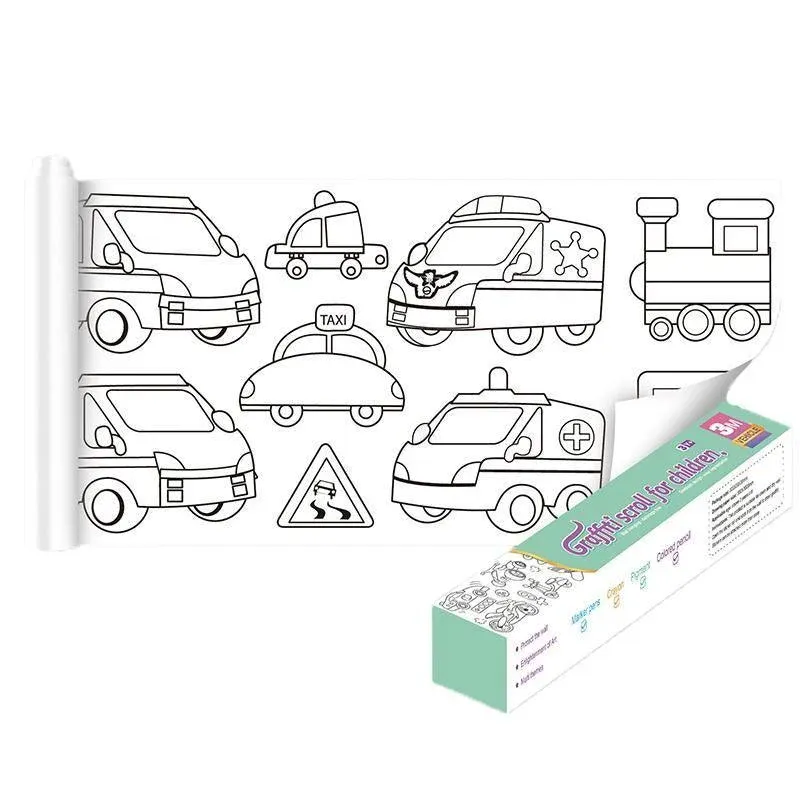 3M DIY Colouring Paper Roll with 12 Colour Pencils Cartoon Doodle Set