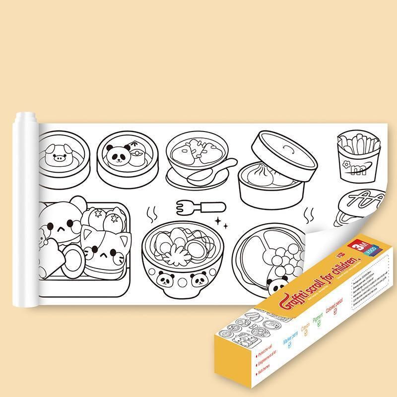 3M DIY Colouring Paper Roll with 12 Colour Pencils Cartoon Doodle Set view 7