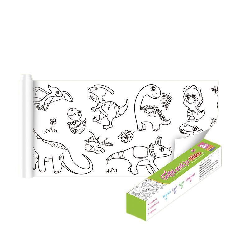 3M DIY Colouring Paper Roll with 12 Colour Pencils Cartoon Doodle Set
