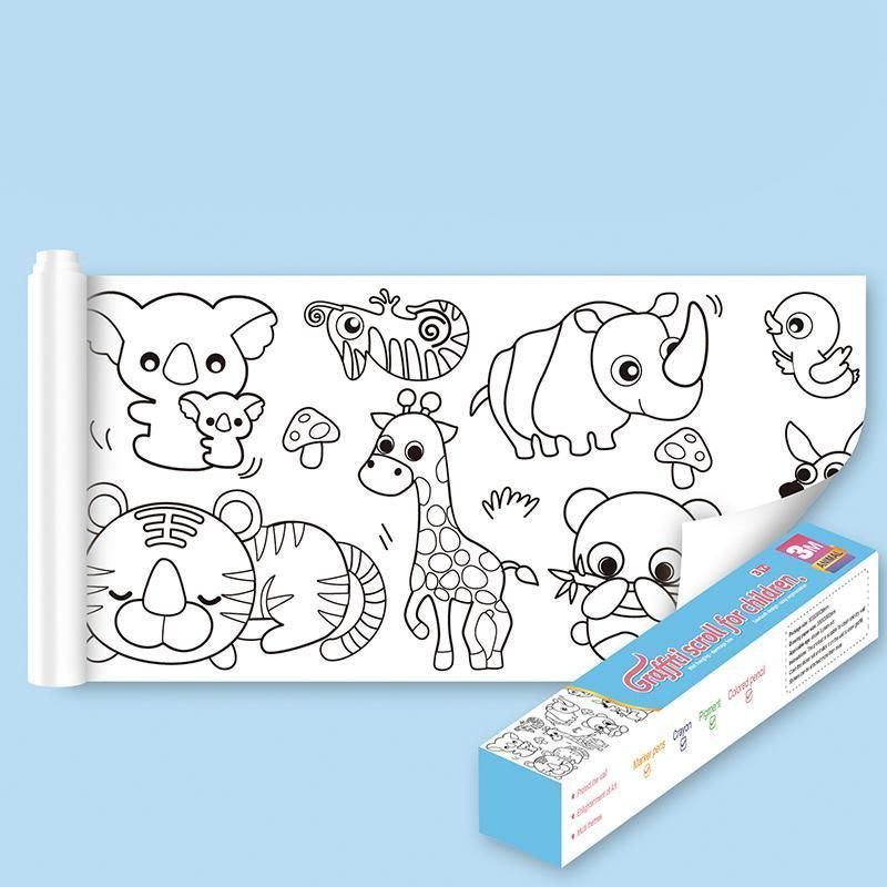 3M DIY Colouring Paper Roll with 12 Colour Pencils Cartoon Doodle Set view 6