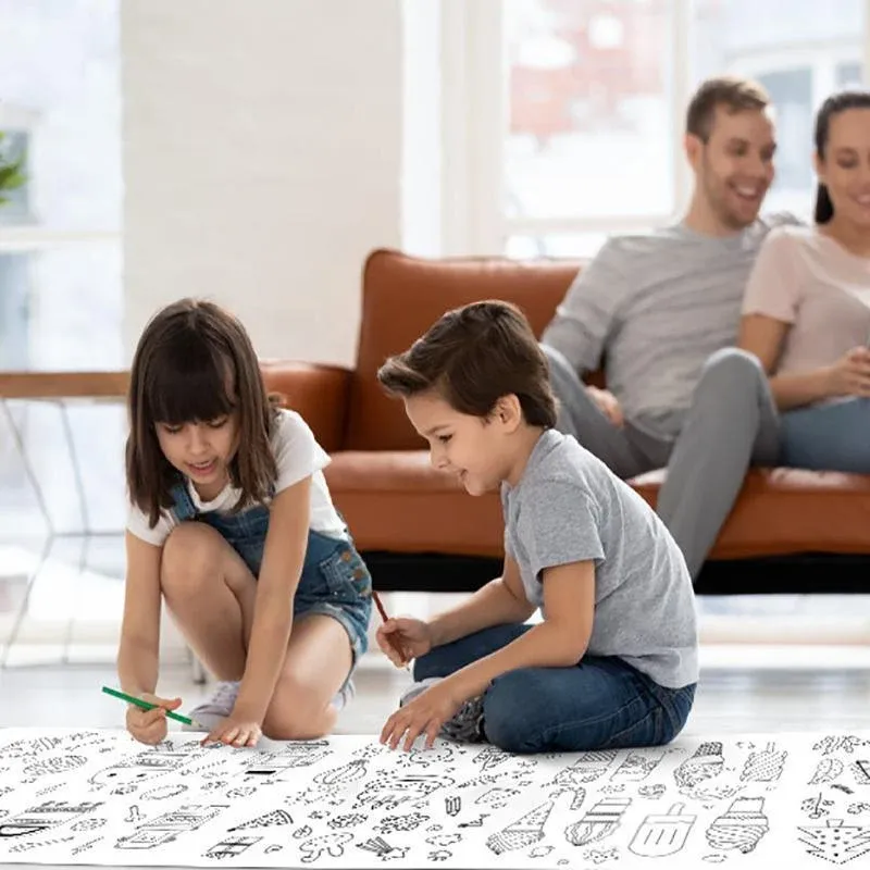3M DIY Colouring Paper Roll with 12 Colour Pencils Cartoon Doodle Set view 12