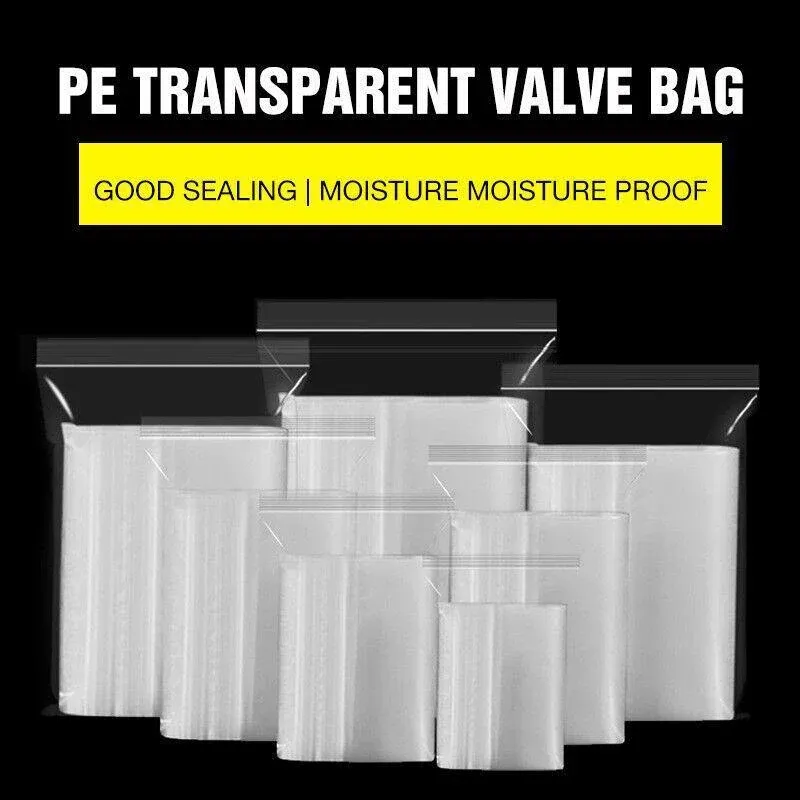 100PCS 100micron Bulk Clear Resealable PE Plastic Zip Bags - 23*33CM view 3