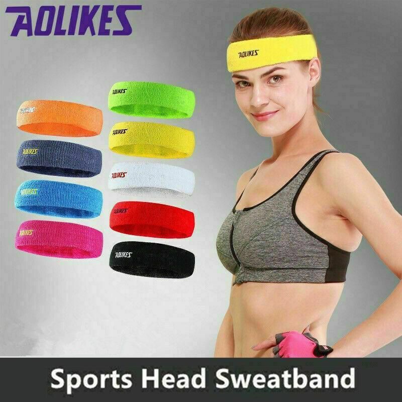 Aolikes Headbands Sweatband Cotton Hair Gym Yoga Stretch Sport Sweat Band - Green view 2