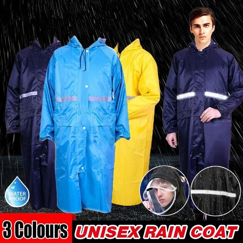 Unisex Waterproof Raincoat XL Size Lightweight Hooded Long Work Outdoor view 2