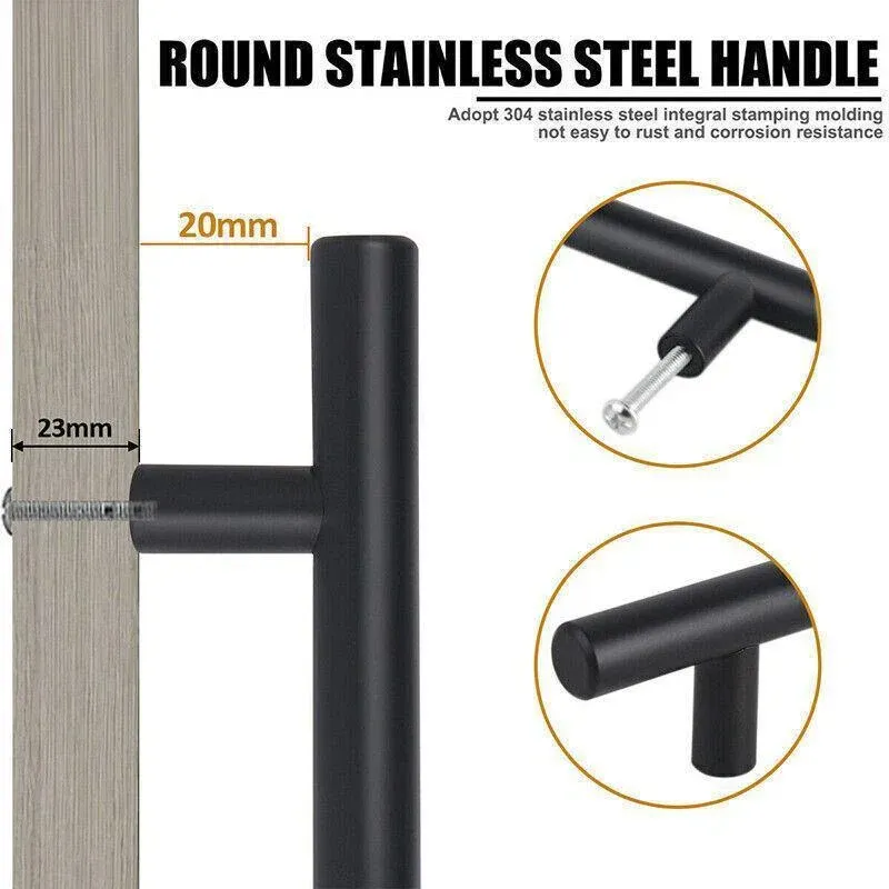 1pcs Black Kitchen Cabinet Door Handles Matte Black Stainless Steel Door view 7