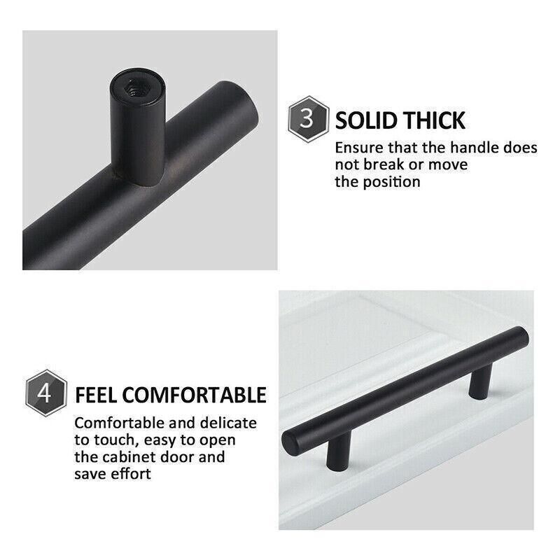 1pcs Black Kitchen Cabinet Door Handles Matte Black Stainless Steel Door view 6