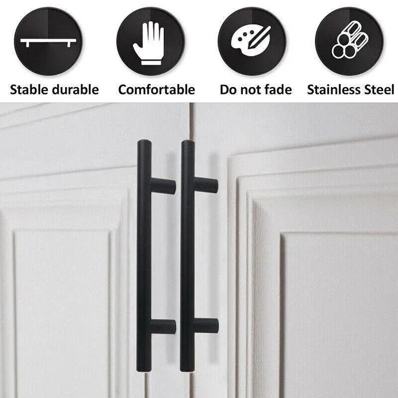 1pcs Black Kitchen Cabinet Door Handles Matte Black Stainless Steel Door view 8