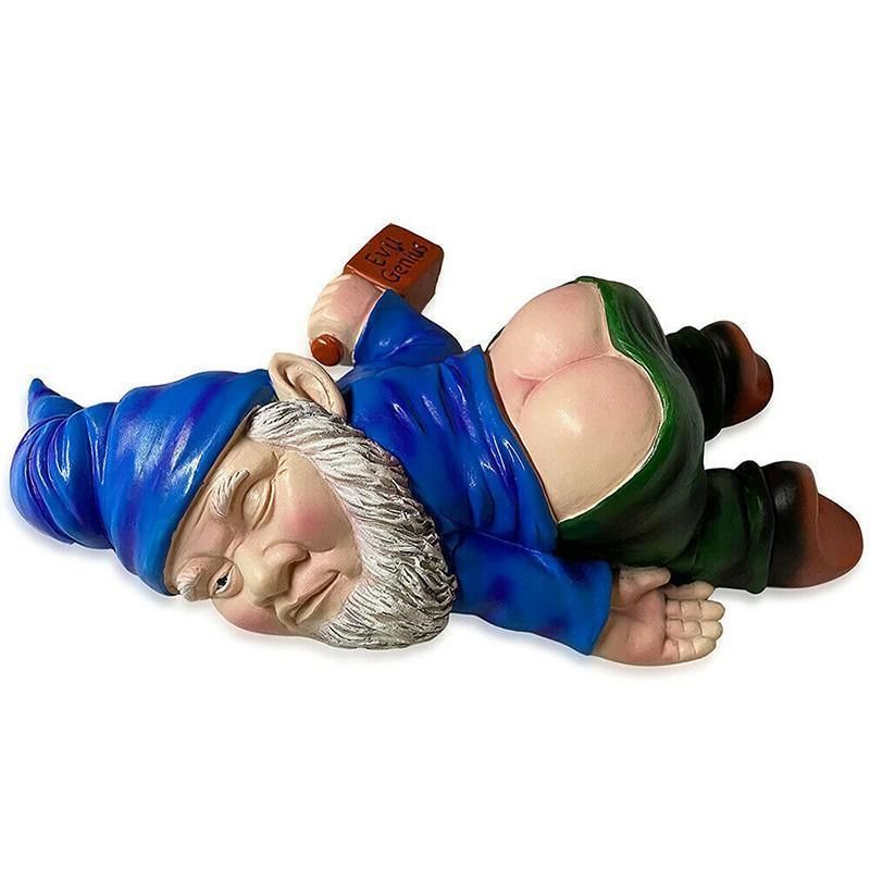 Funny Drunk Dwarf Garden Gnome Decor Yard Patio Ornament Rude Passed Out Statue view 2
