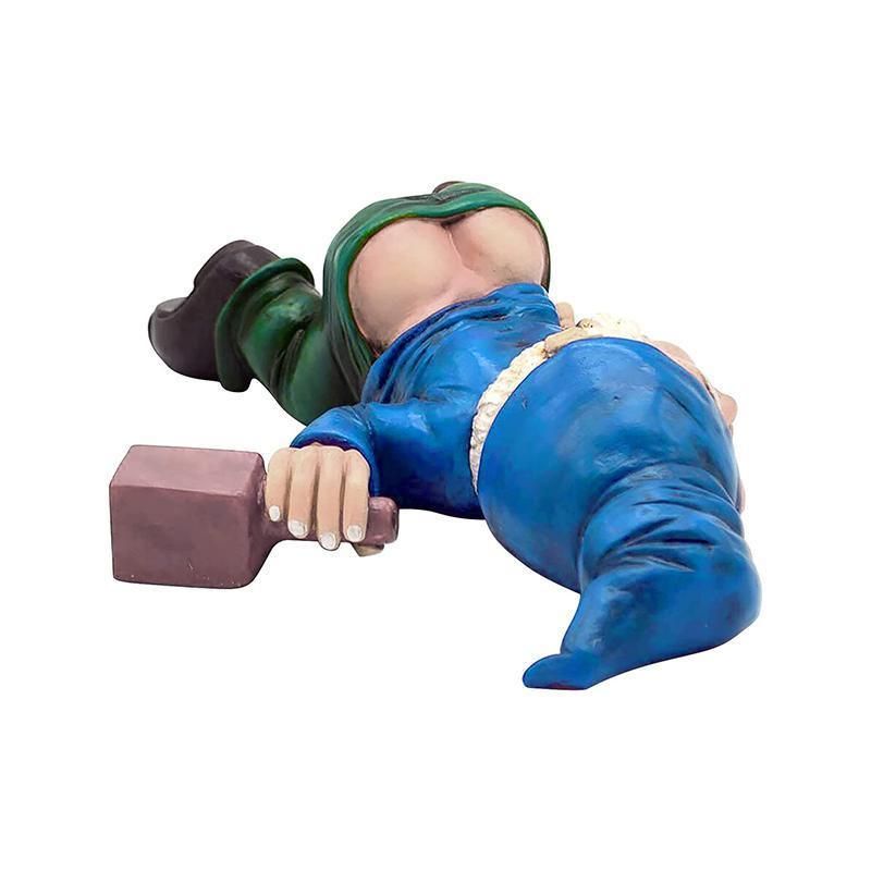Funny Drunk Dwarf Garden Gnome Decor Yard Patio Ornament Rude Passed Out Statue view 5
