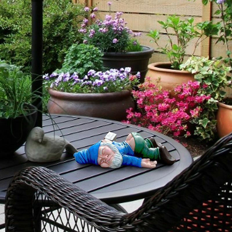 Funny Drunk Dwarf Garden Gnome Decor Yard Patio Ornament Rude Passed Out Statue view 6