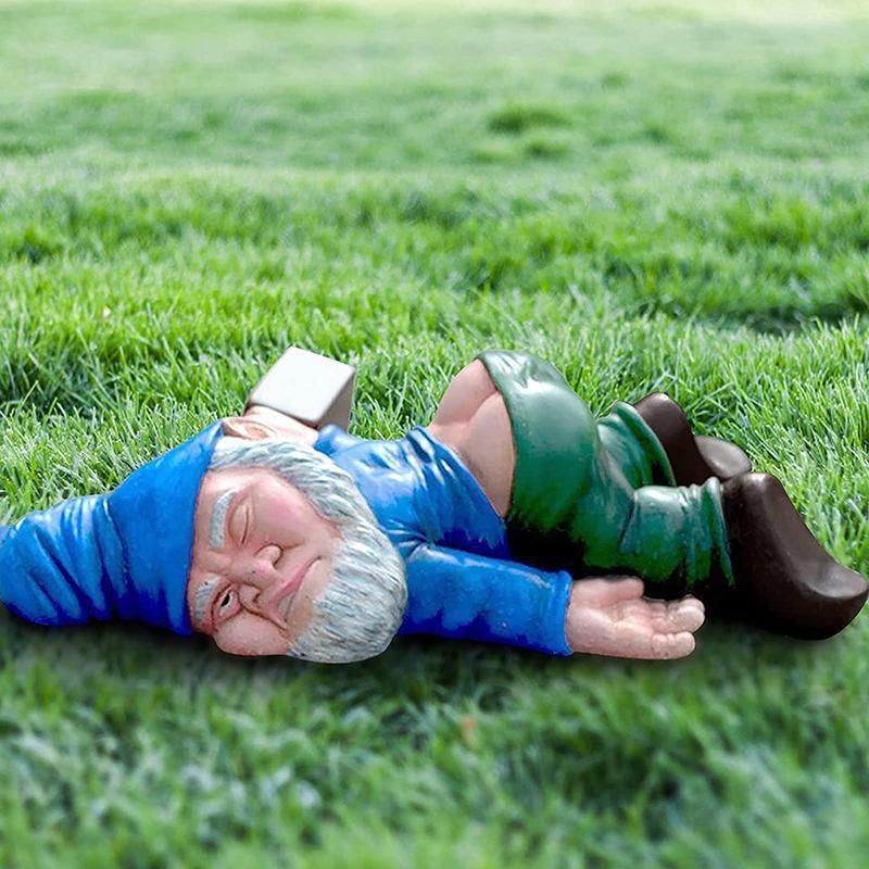 Funny Drunk Dwarf Garden Gnome Decor Yard Patio Ornament Rude Passed Out Statue view 7