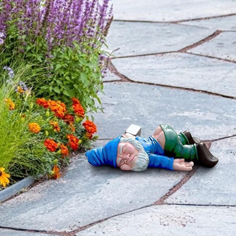 Funny Drunk Dwarf Garden Gnome Decor Yard Patio Ornament Rude Passed Out Statue view 9