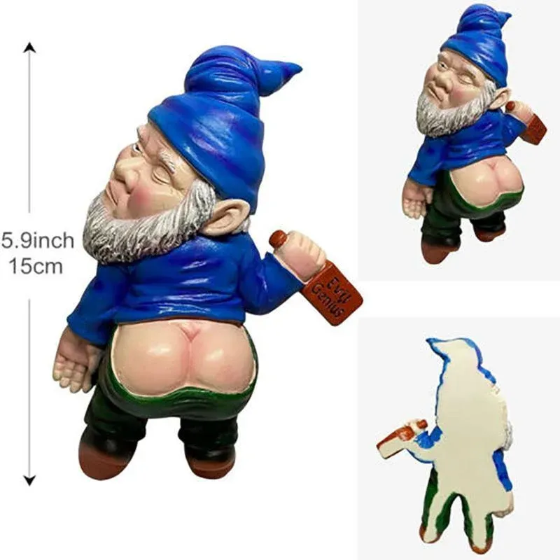 Funny Drunk Dwarf Garden Gnome Decor Yard Patio Ornament Rude Passed Out Statue view 10
