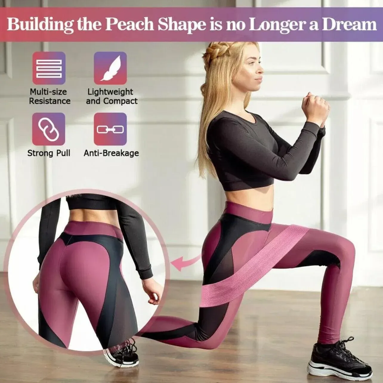 Aolikes Set 3 Resistance Booty Bands Hip Circle Loop Bands Workout Exercise view 8