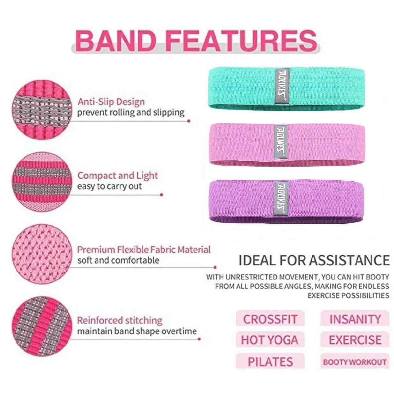 Aolikes Set 3 Resistance Booty Bands Hip Circle Loop Bands Workout Exercise view 12