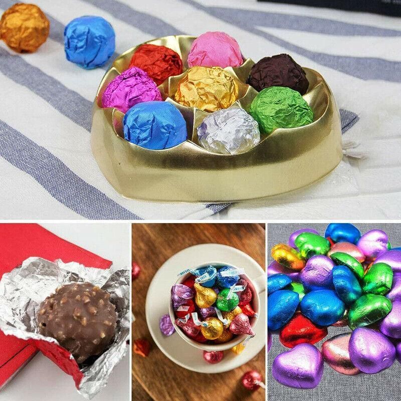 100Pcs Aluminium Foil Chocolate Wrappers 20cm Squares - Pink/Gloss view 5