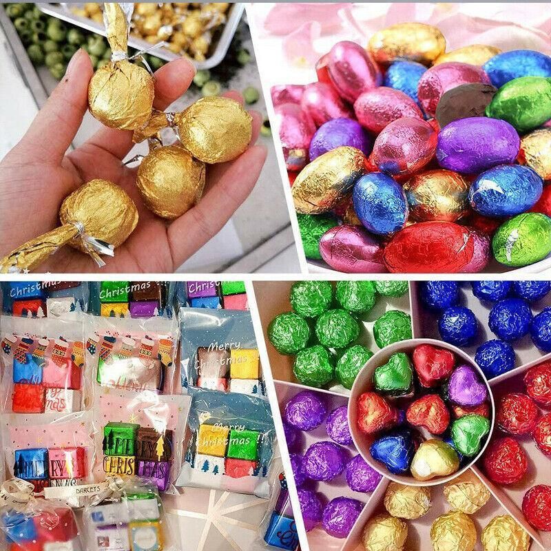 100Pcs Aluminium Foil Chocolate Wrappers 20cm Squares - Pink/Gloss view 7