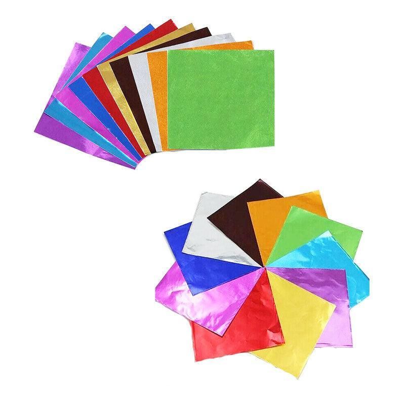 100Pcs Aluminium Foil Chocolate Wrappers 20cm Squares - Silver/Embossed view 3