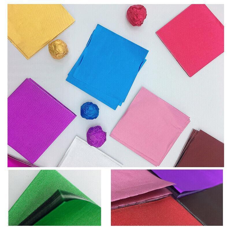 100Pcs Aluminium Foil Chocolate Wrappers 20cm Squares - Blue/Embossed view 4