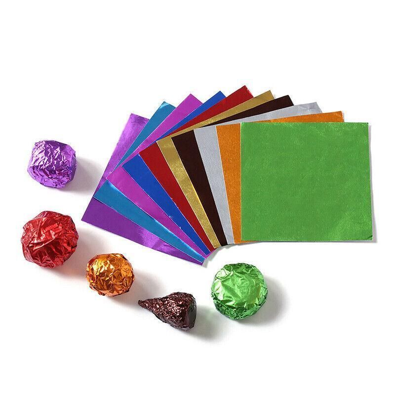 100Pcs Aluminium Foil Chocolate Wrappers 20cm Squares - Blue/Embossed view 6