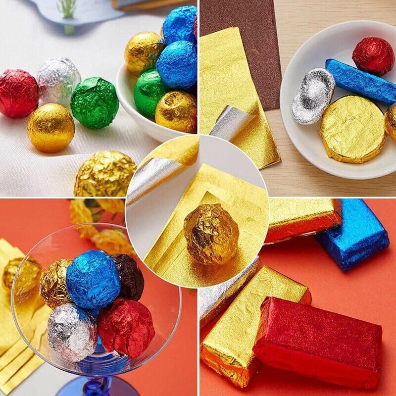 100Pcs Aluminium Foil Chocolate Wrappers 20cm Squares - Blue/Embossed view 13