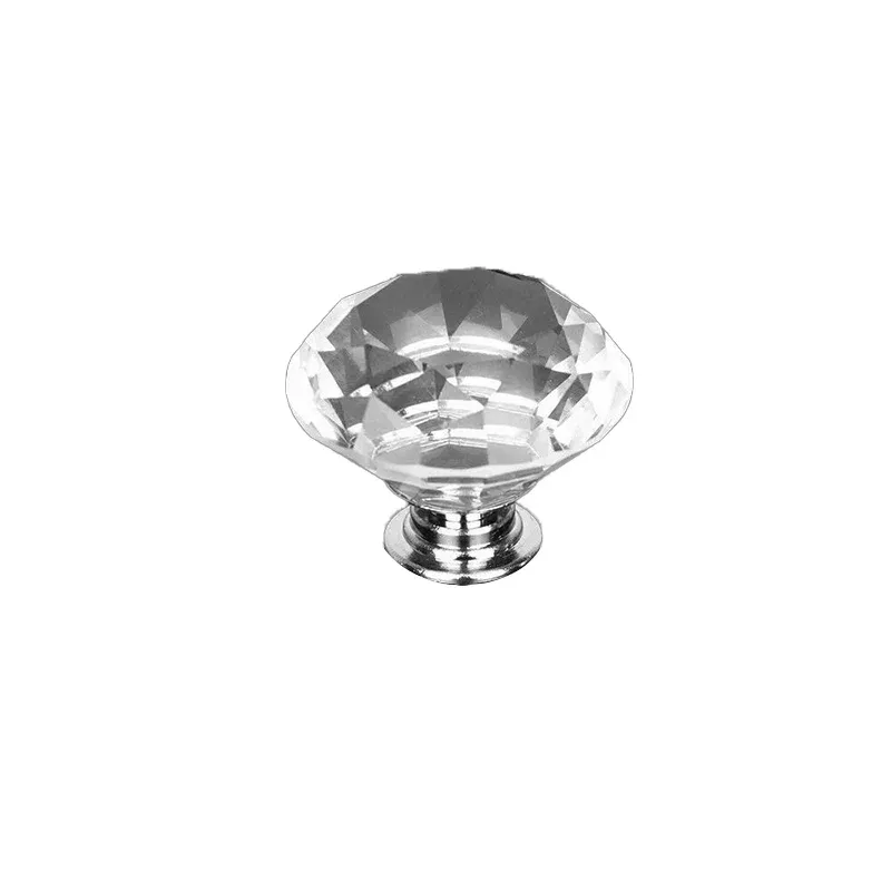 Door Knobs Handles Clear Crystal Diamond Glass Kitchen Cupboard Cabinet Pulls
