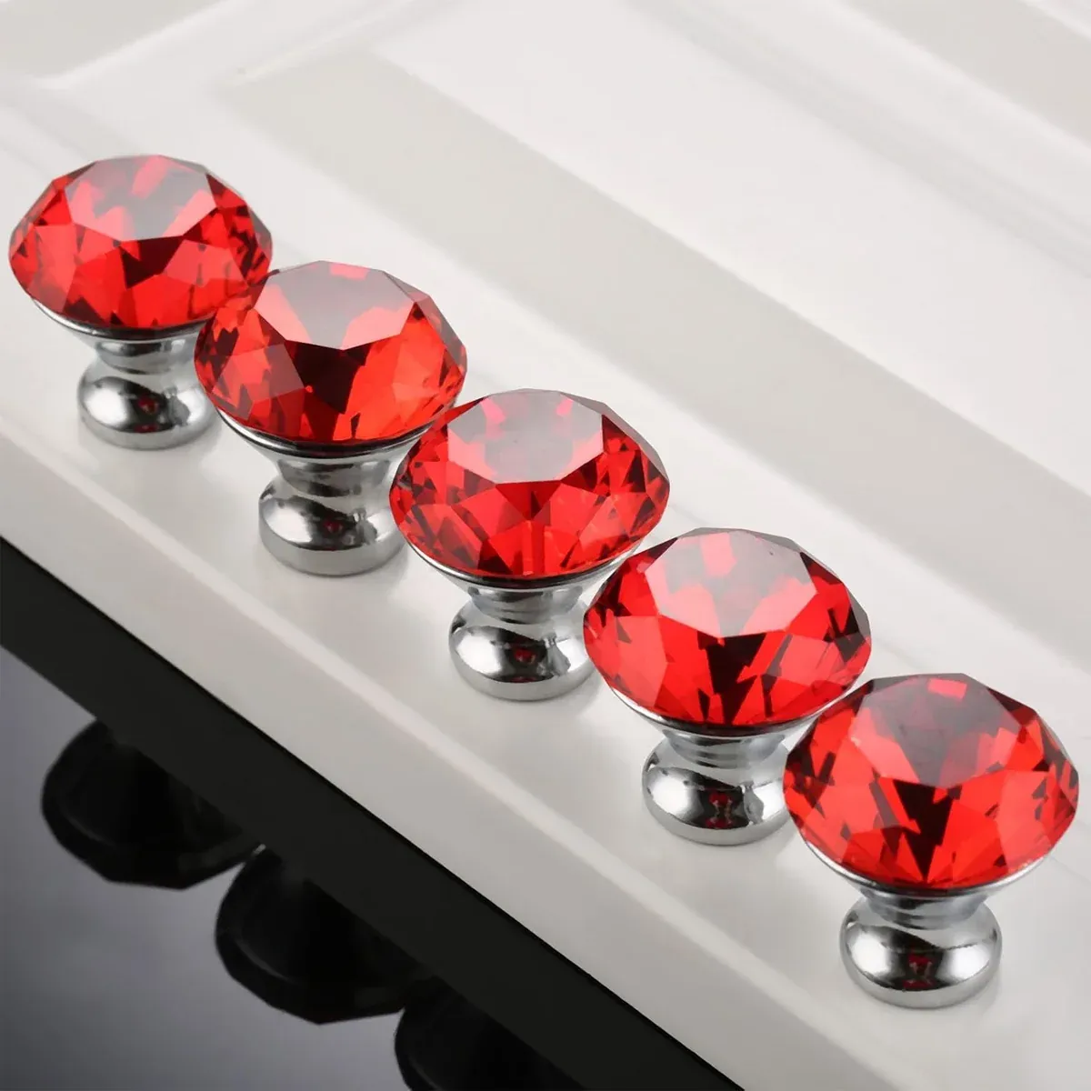 Door Knobs Handles Clear Crystal Diamond Glass Kitchen Cupboard Cabinet Pulls view 10